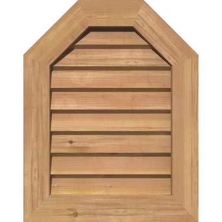 Octagonal Top Gable Vent Western Red Cedar Gable Vent W/Decorative Face Frame, 30W X 32H